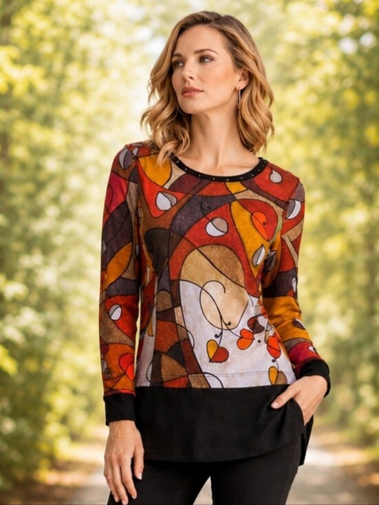 Dolcezza Tops - Dolcezza Simply Art | Heart Leaves Abstract Tunic Top  NWT